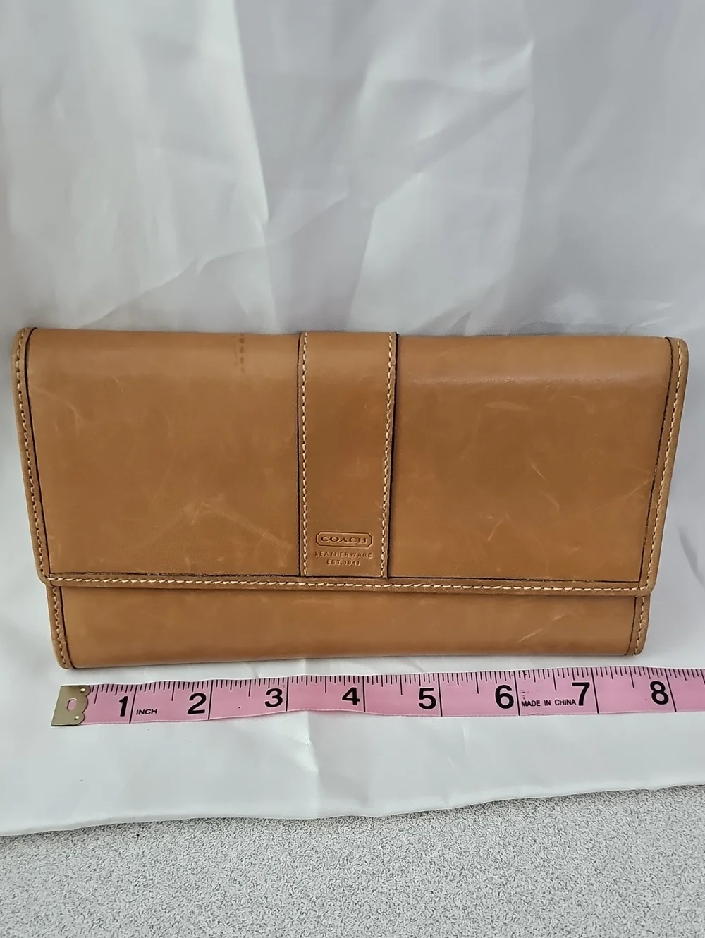 Coach Tan Leather Fold-Over Wallet